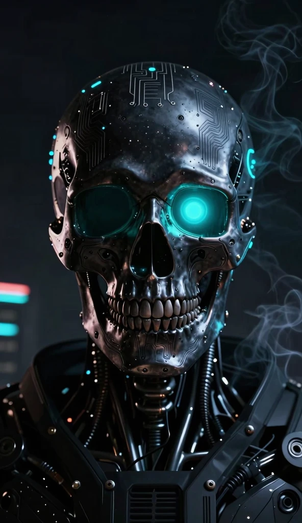 Black Cyber Skull Wallpaper 4K phone black
