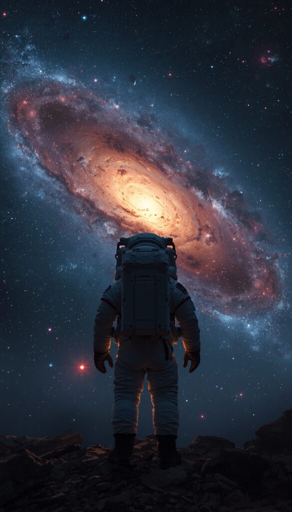 Astronaut galaxy view wallpaper 4K phone space
