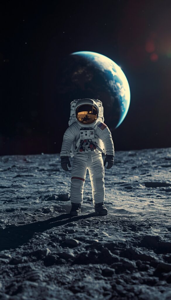 Astronaut On Moon Wallpaper 4K phone space