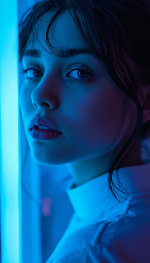 Blue Light Portrait Aesthetic Girl Wallpaper 4K phone ai girl