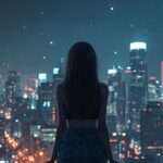 city-rooftop-ai-girl-wallpaper