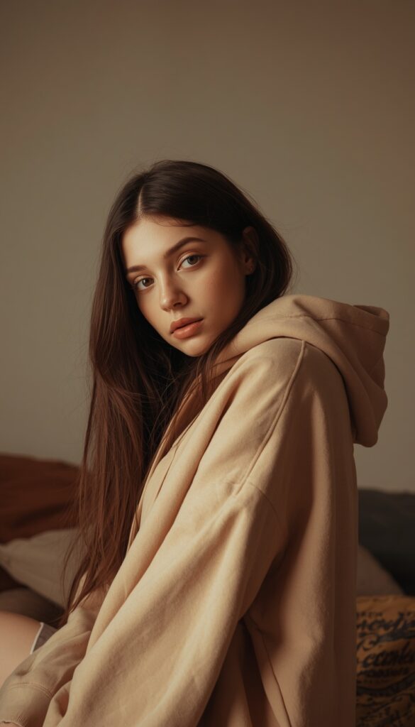 Cozy Hoodie Aesthetic Girl Wallpaper 4K phone ai girl