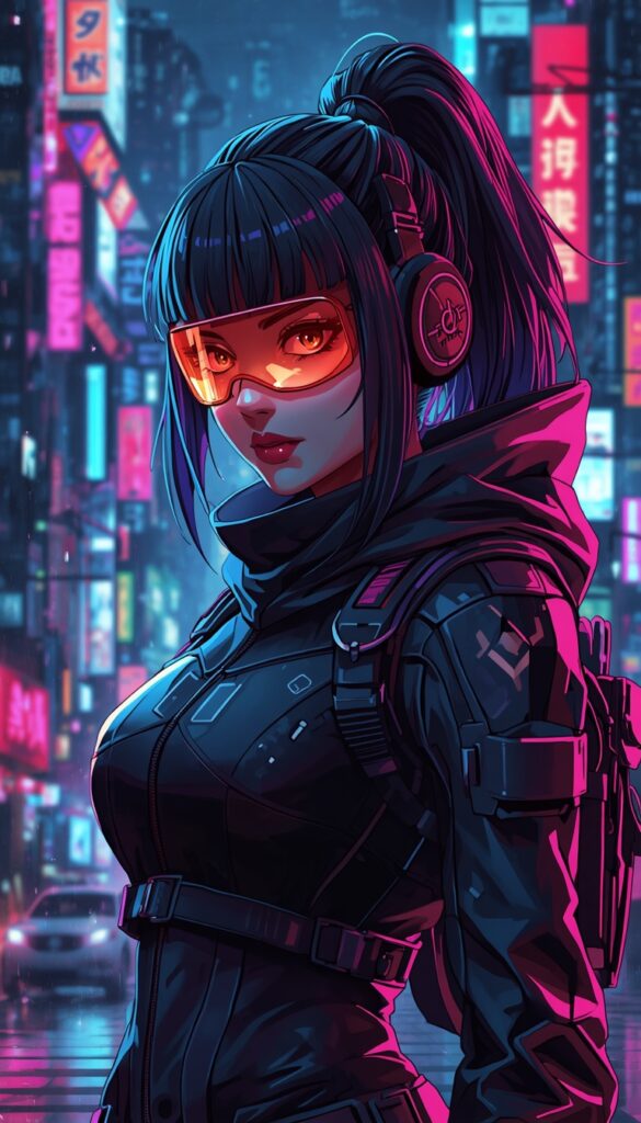Cyberpunk Gamer Girl Wallpaper 4K phone ai girl
