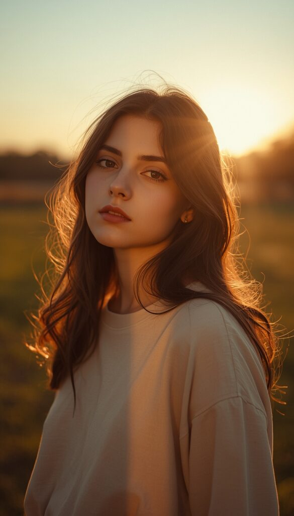 Golden Hour Aesthetic Girl Wallpaper 4K phone ai girl