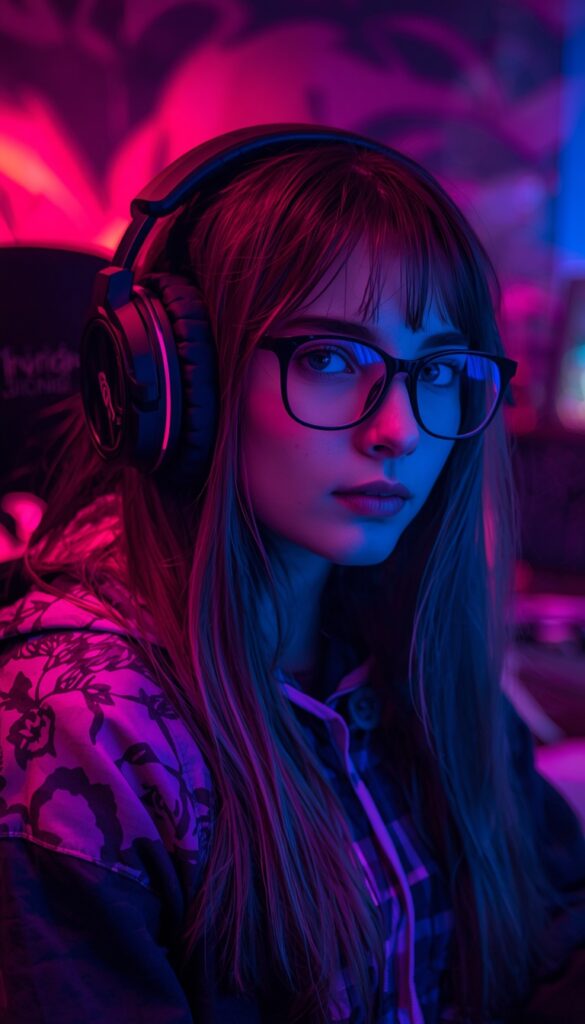 Headset Gamer Girl Wallpaper 4K phone ai girl