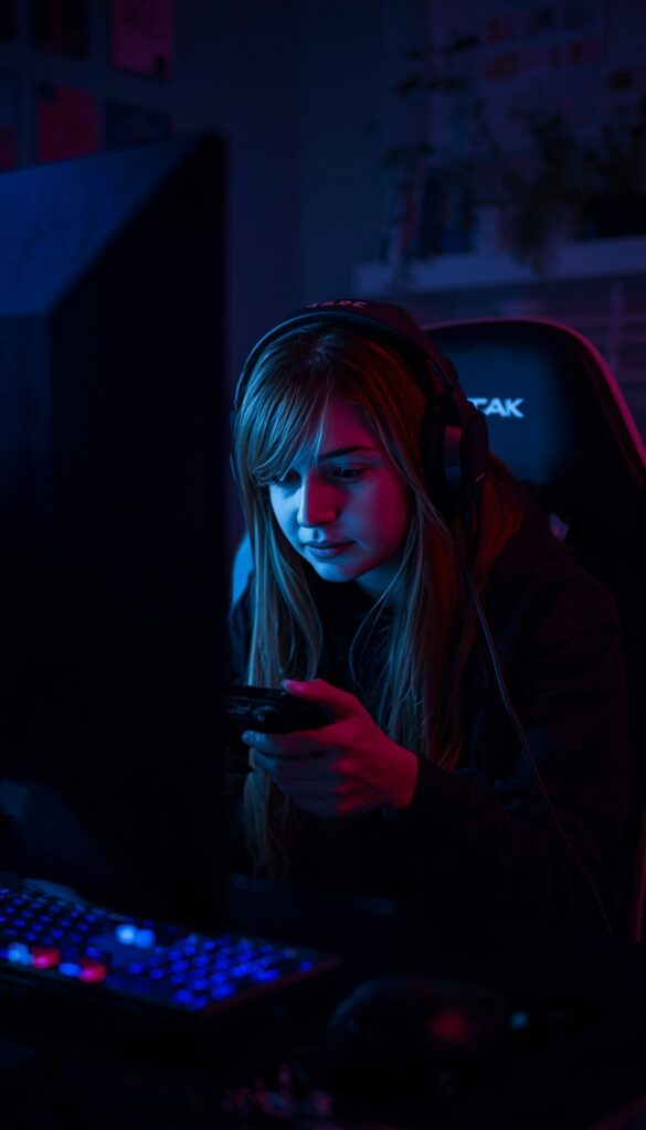 Late Night Gamer Girl Wallpaper 4K phone ai girl