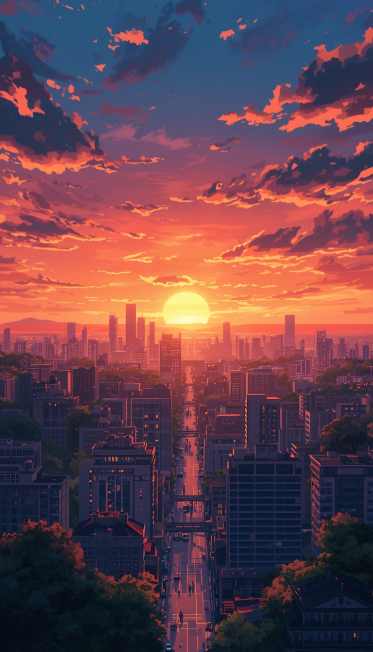 lucid-origin_vertical_anime_phone_wallpaper_anime_city_at_sunset_orange_sky_glowing_lights_dr-0