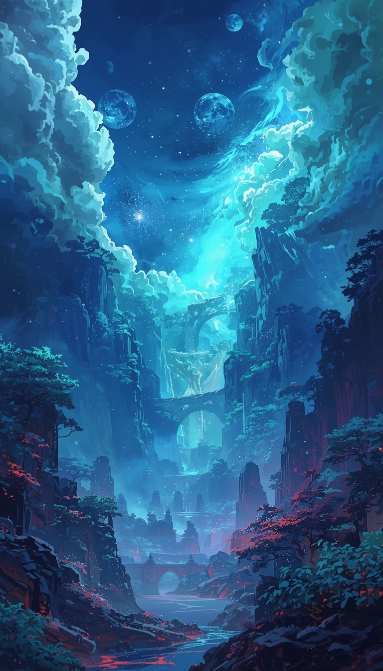 lucid-origin_vertical_anime_wallpaper_fantasy_anime_landscape_magical_scenery_glowing_nature_-0