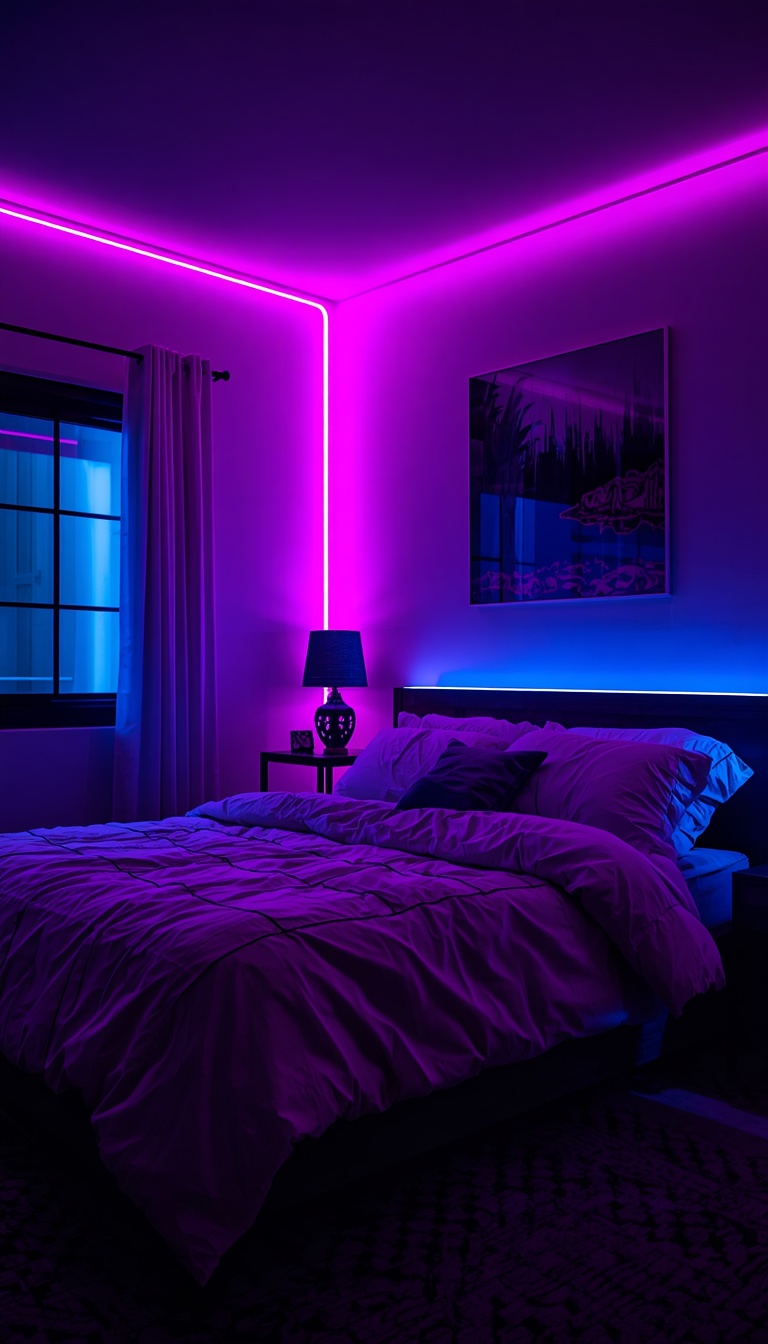 lucid-origin_vertical_phone_wallpaper_aesthetic_neon_bedroom_glowing_purple_and_blue_lights_c-0