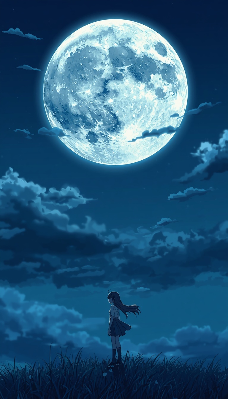 lucid-origin_vertical_phone_wallpaper_anime_girl_under_giant_glowing_moon_peaceful_night_atmo-0