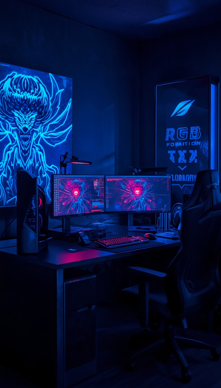 lucid-origin_vertical_phone_wallpaper_blue_rgb_gaming_setup_with_glowing_monitors_dark_cyber_-0