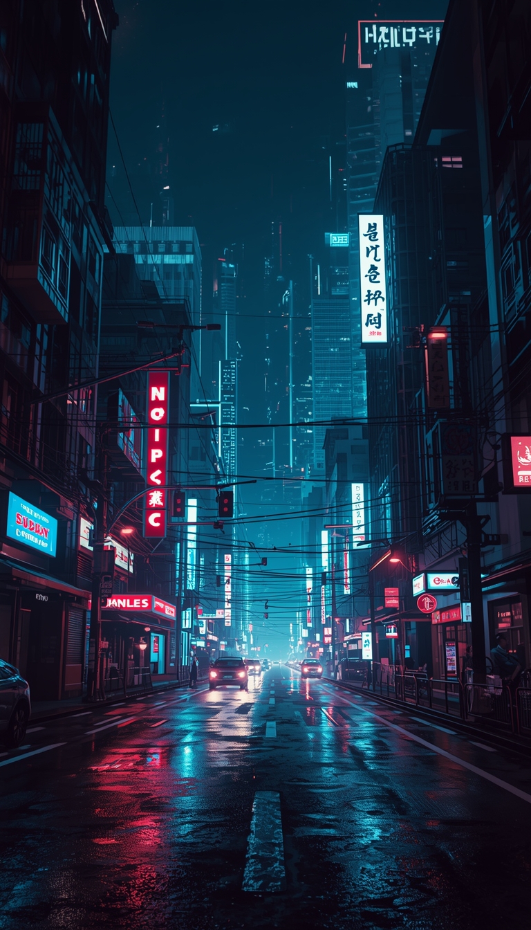 lucid-origin_vertical_phone_wallpaper_cyberpunk_city_at_night_neon_lights_futuristic_street_u-0