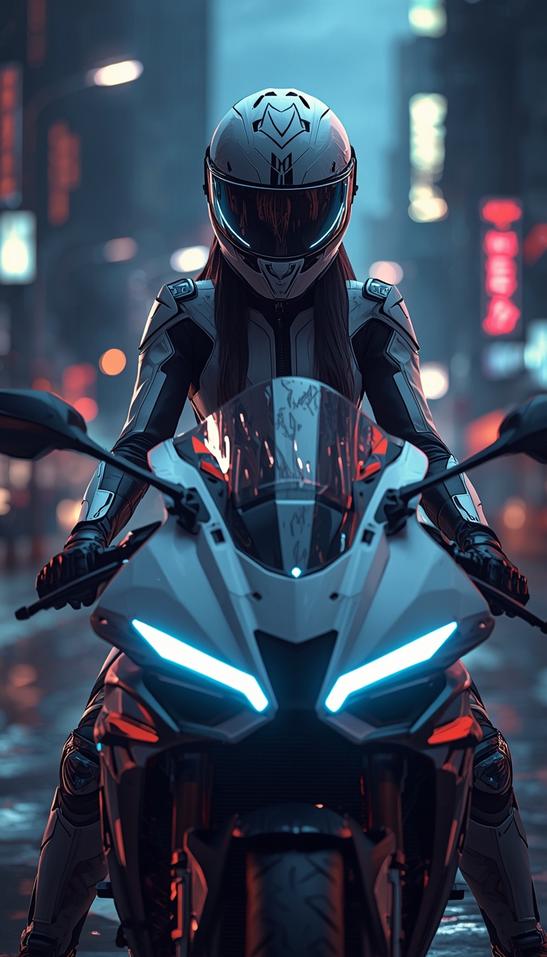 lucid-origin_vertical_phone_wallpaper_futuristic_biker_girl_sitting_on_sport_motorcycle_white-0