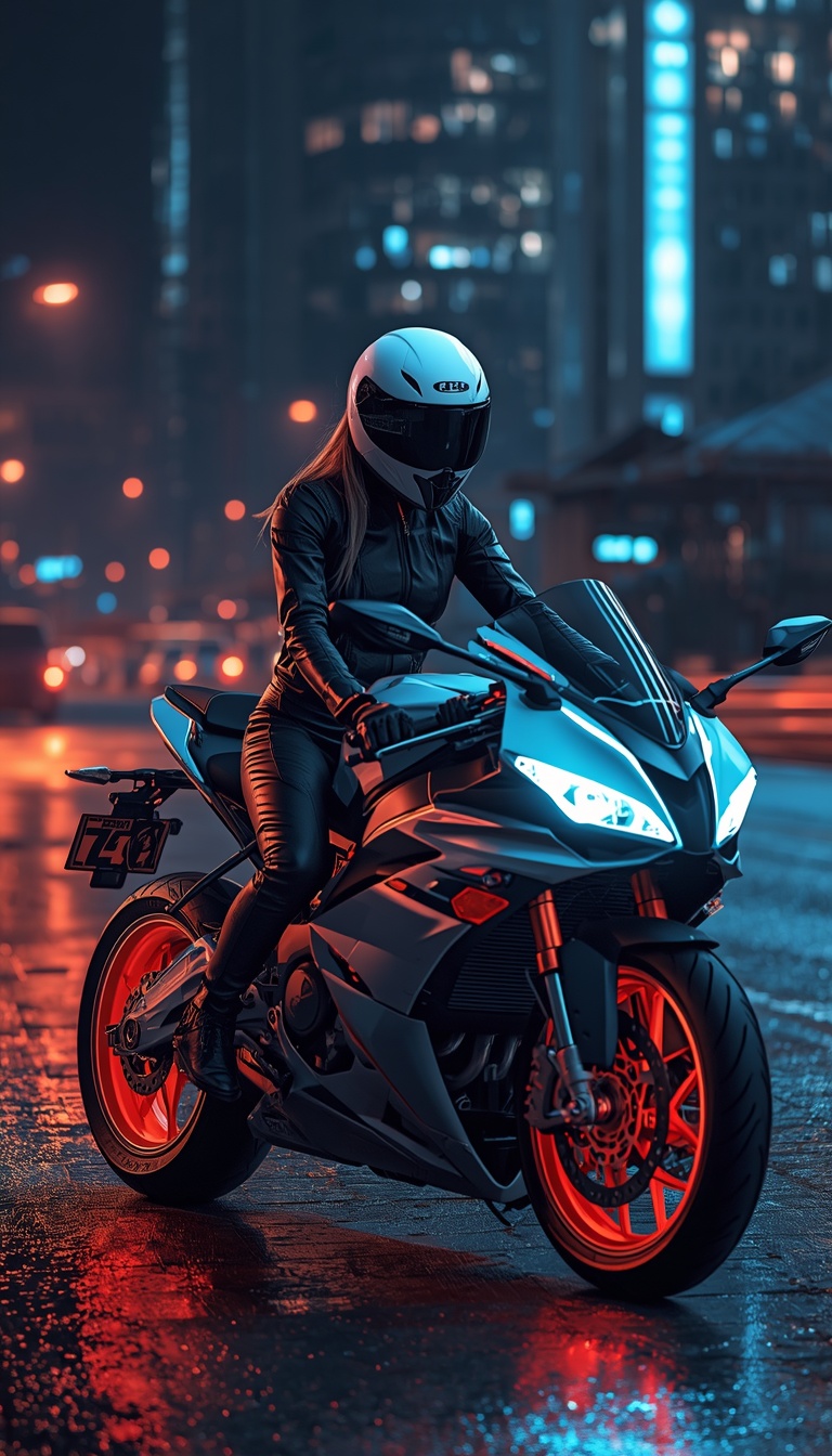 lucid-origin_vertical_phone_wallpaper_futuristic_biker_girl_with_white_motorcycle_helmet_sitt-0