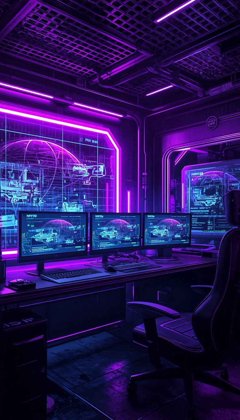 lucid-origin_vertical_phone_wallpaper_futuristic_cyber_gaming_setup_with_hologram_screens_neo-0