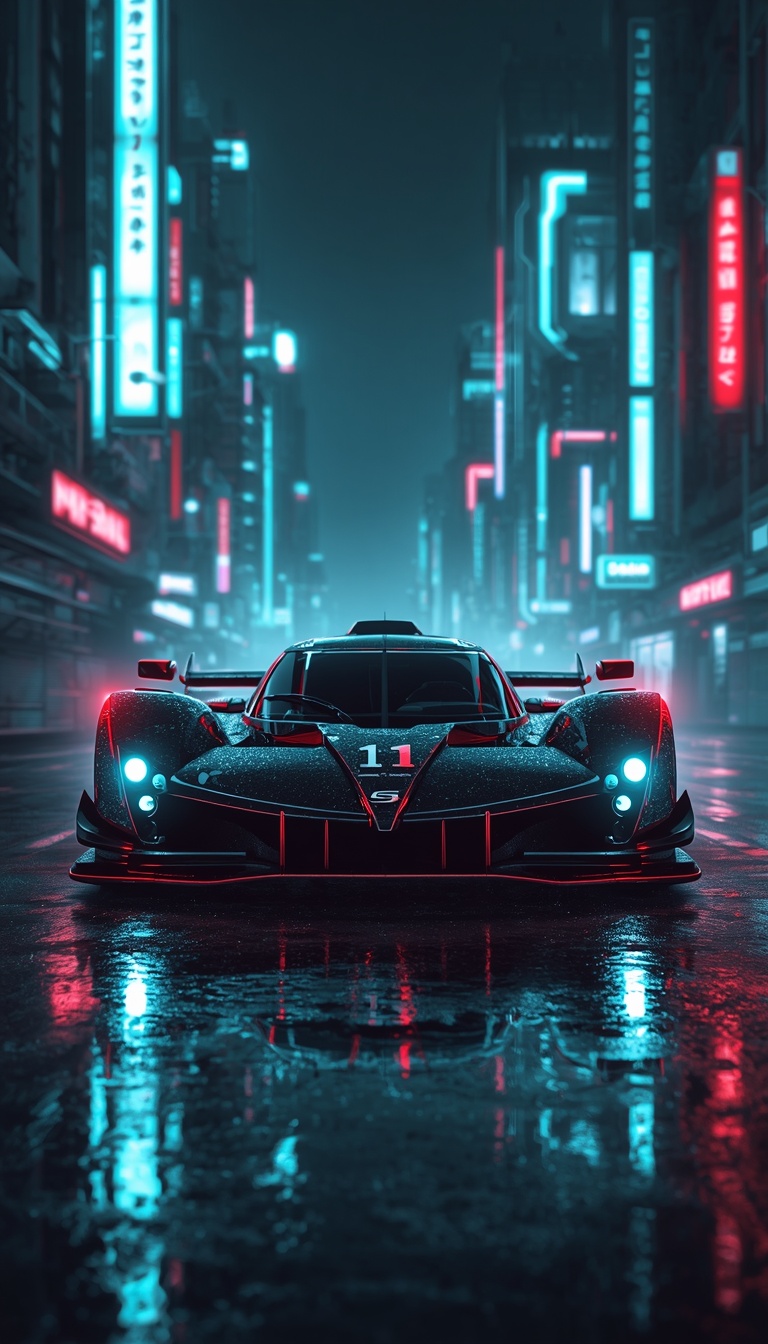 lucid-origin_vertical_phone_wallpaper_futuristic_cyberpunk_racing_car_glowing_neon_city_sci-f-0