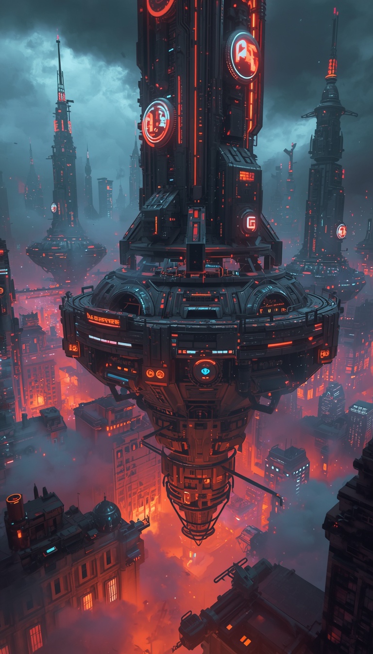lucid-origin_vertical_phone_wallpaper_futuristic_floating_cyberpunk_city_in_the_sky_glowing_n-0