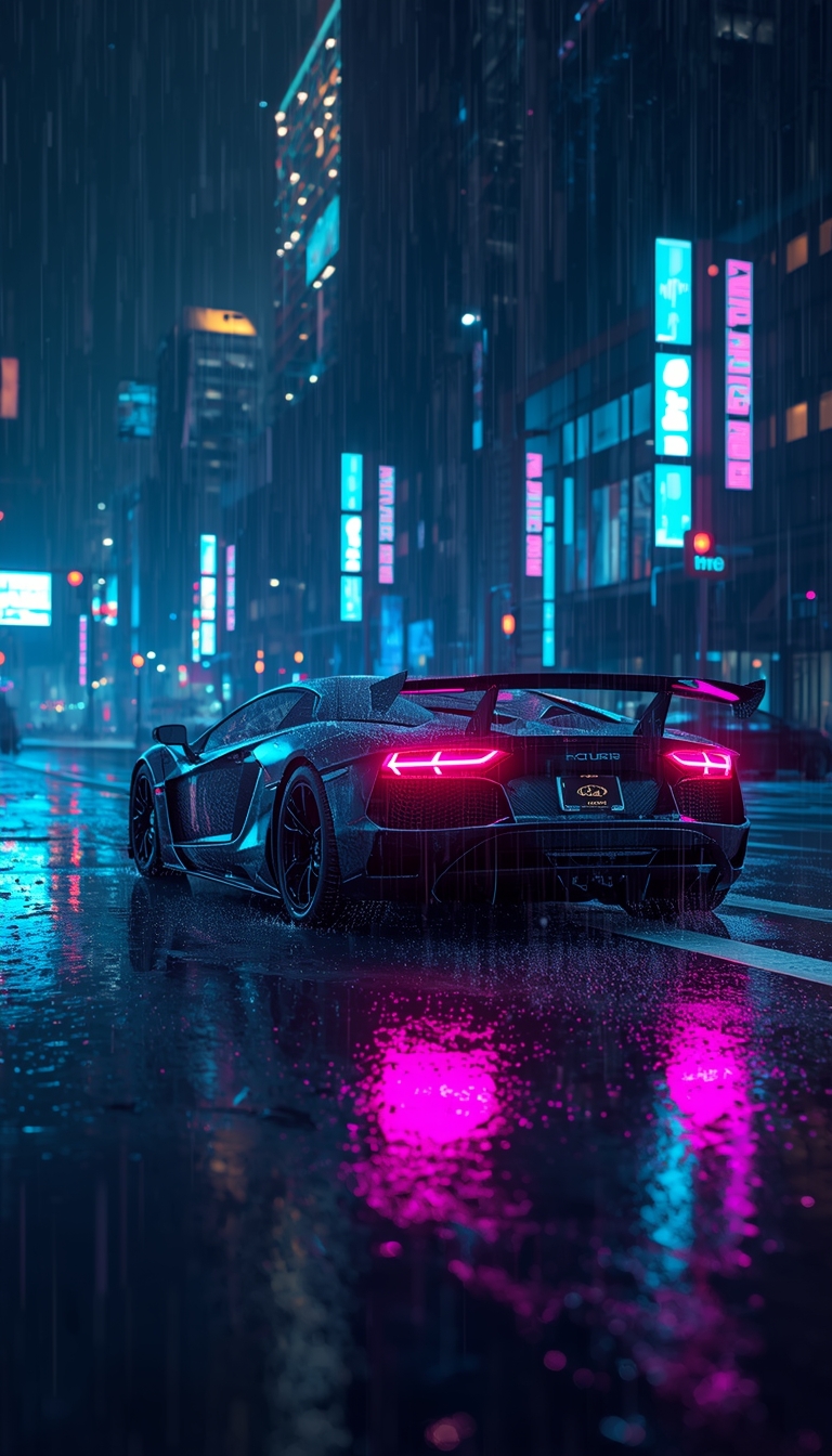 lucid-origin_vertical_phone_wallpaper_futuristic_neon_sports_car_cyberpunk_city_at_night_glow-0