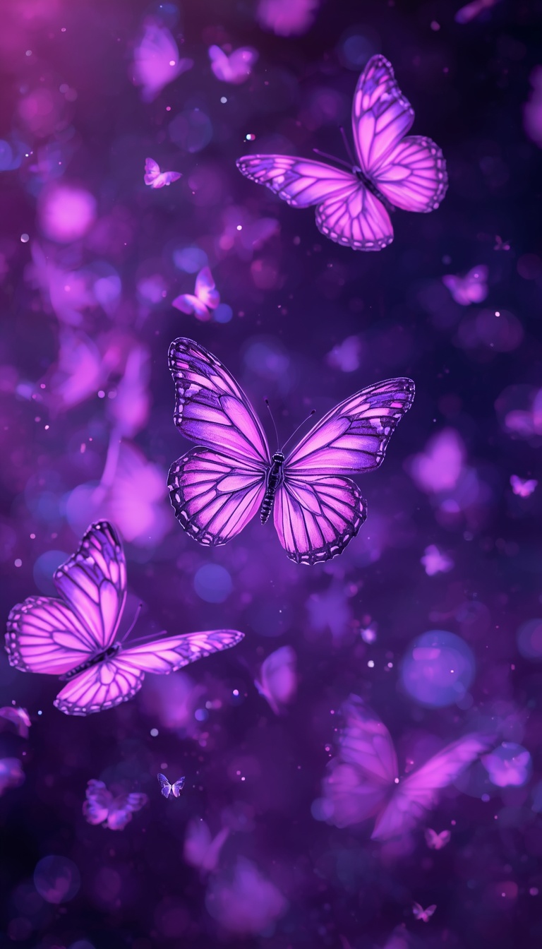lucid-origin_vertical_phone_wallpaper_glowing_purple_butterflies_dreamy_aesthetic_atmosphere_-0
