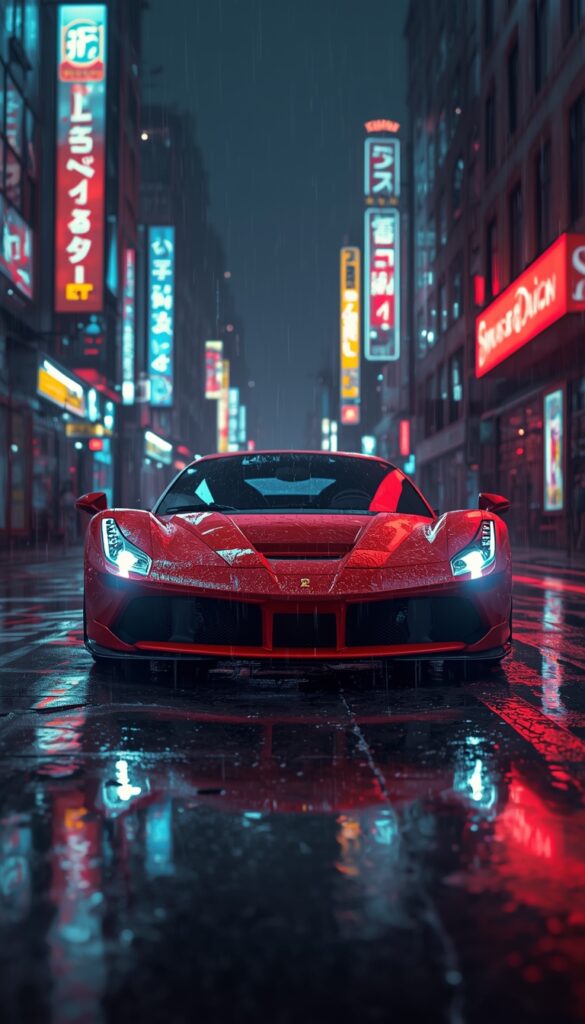 Red Ferrari Street Wallpaper