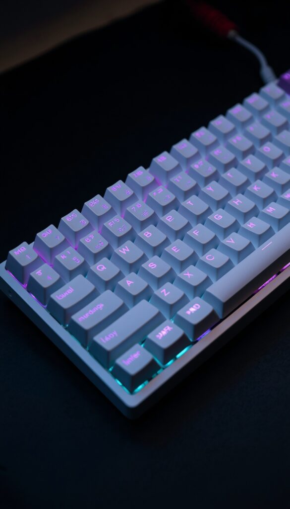White RGB Keyboard Wallpaper 4K phone gaming