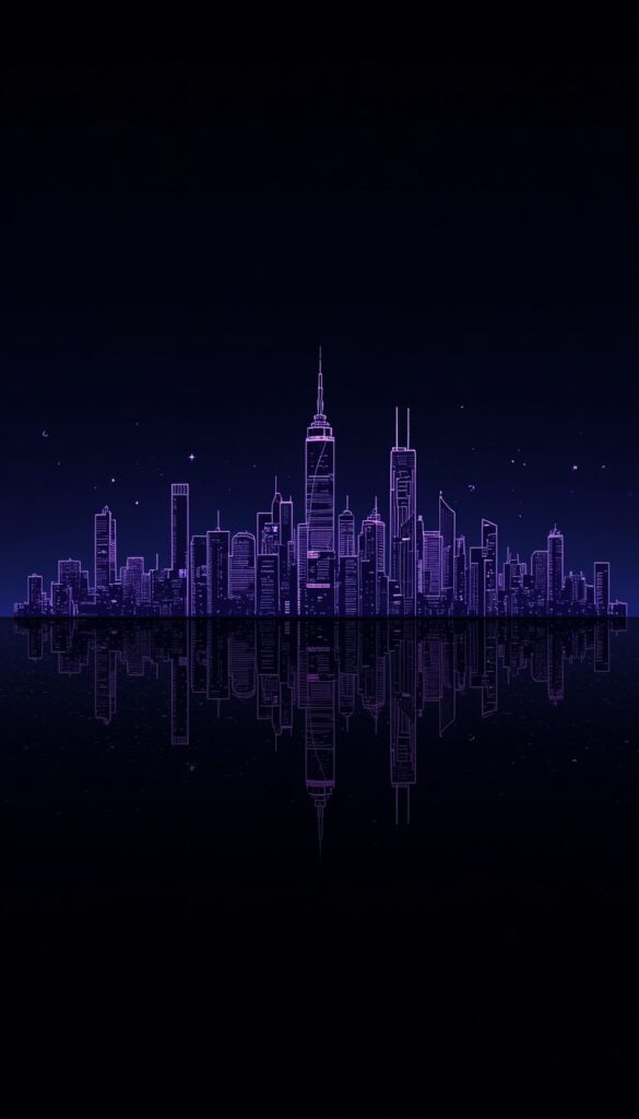 Minimal Cyberpunk Skyline Wallpaper 4K phone minimal