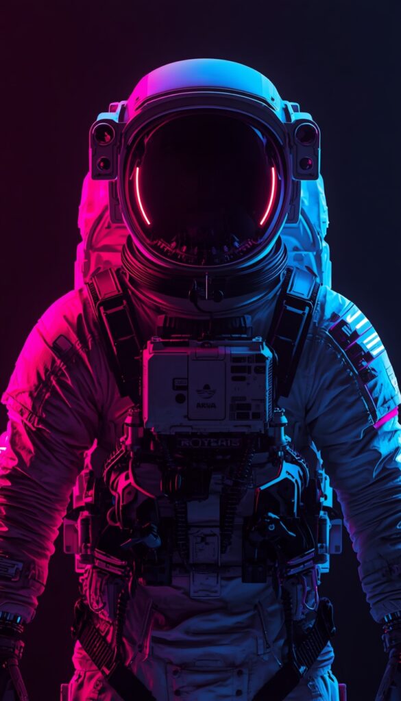 Neon Astronaut Wallpaper 4K phone space