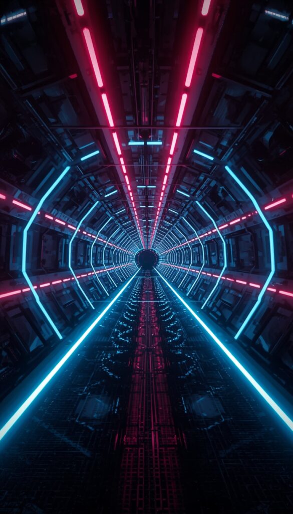 Neon Space Tunnel Wallpaper 4K phone space