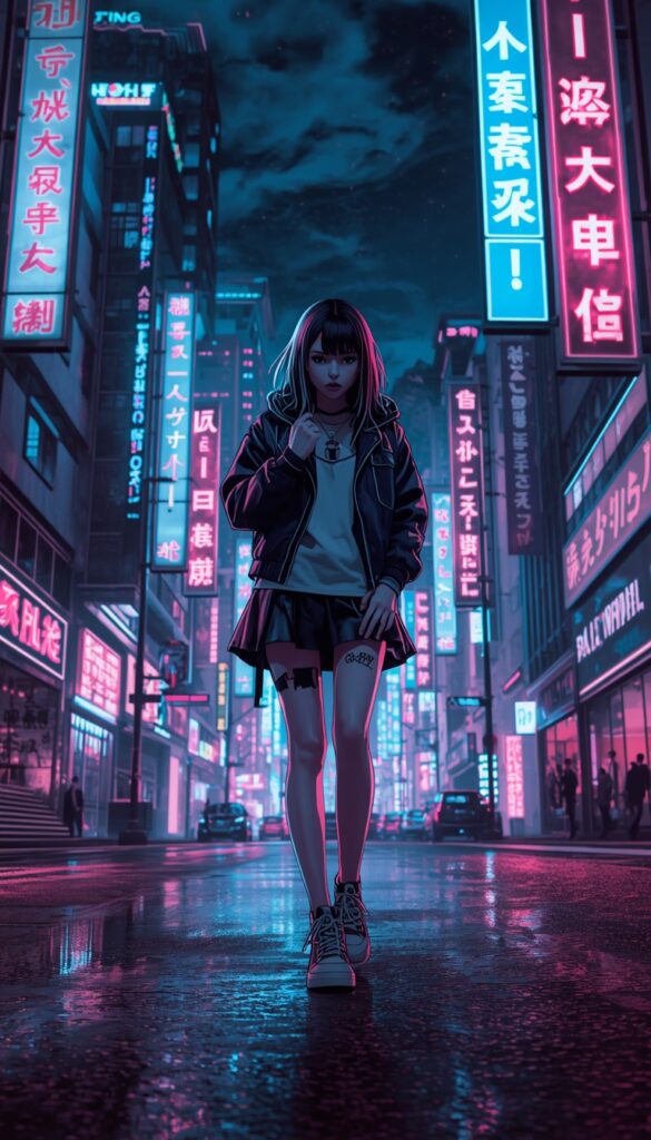 Night City Aesthetic Girl Wallpaper
4K phone ai girl