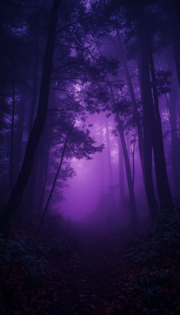 Purple Forest Night Wallpaper Aesthetic 4K phone purple