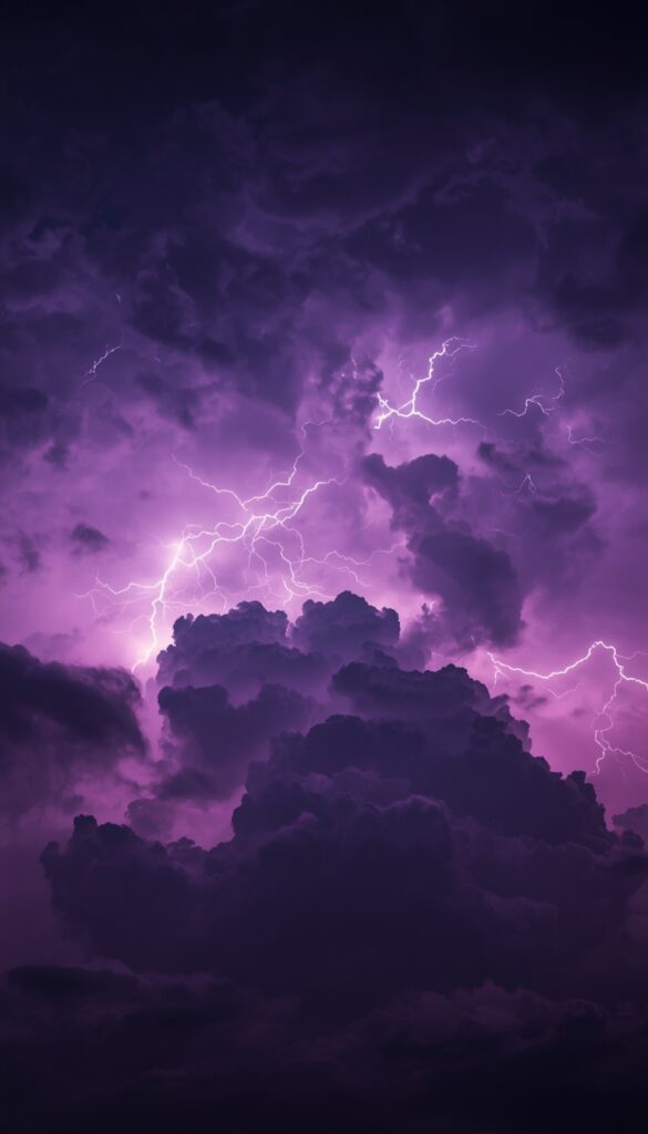 Purple Lightning Storm Wallpaper 4K phone purple
