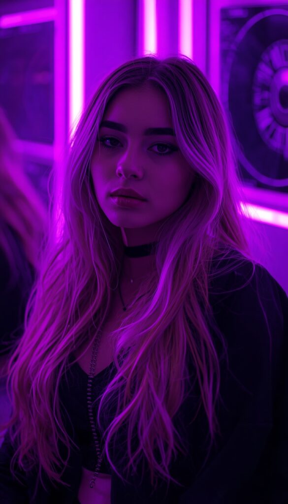 Purple Neon Aesthetic Girl Wallpaper