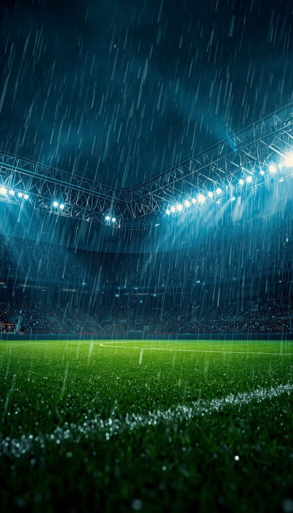 Rainy Football Field Wallpaper