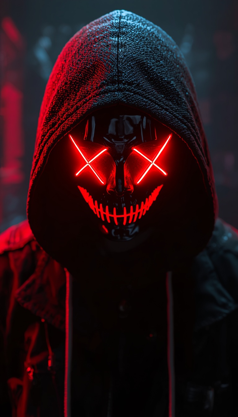 red-neon-mask-wallpaper