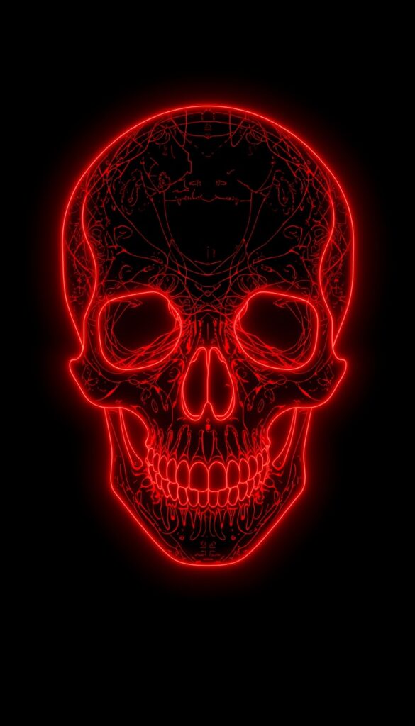 Red Neon Skull AMOLED Wallpaper 4K phone amoled