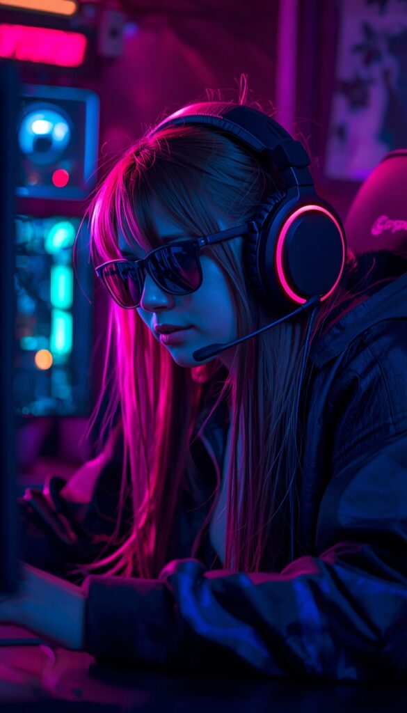 RGB Gaming Girl Wallpaper 4K phone ai girl